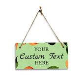 Boho Leaves Green Design Custom 5 x 10" Hanging Wall or Door Sign | Rustic Twine | Personalized Home Decor | Boho Chic Design