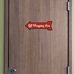 Arrow Shape Plus Gift Wrapping Area 12x4" Wall or Door Sign | Christmas Holiday Decoration