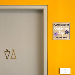 Square Plus Please Ask For Bathroom Key Thank You Wall or Door Sign | Public Spaces Signage