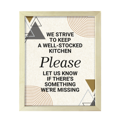 We Strive To Keep A Well-Stocked Kitchen - Please Let Us Know If There's Something We're Missing, Geometric UNFRAMED Print Hospitality Wall Art