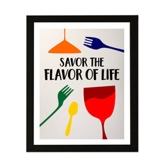 Designs ByLITA Savor The Flavor of Life, Wall Print Art | Retro Kitchen Decoration