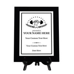 Powerlifting Customizable Black Frame Wooden Award Plaque | Easel Mount Option | Achievement and Recognition Personalizable Plaques