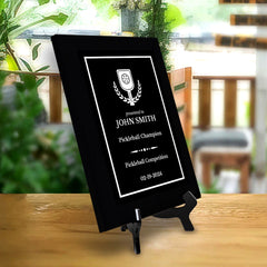 Pickleball Competition Customizable Black Frame Award Plaque | Easel Mount Option | Achievement and Recognition Personalizable Plaques