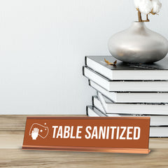 Table Sanitized, Gold Black Frame, Desk Sign (2x8")