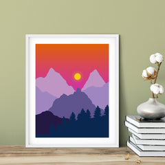 Designs ByLITA Purple Dawn Mountain Sunrise, Wall Print Art | Beautiful Flowers | Stylish Modern Decoration For The Home and Office