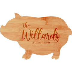 Designs ByLITA Personalized Bamboo Pig Shaped Cutting Board, Customizable Kitchen Chopping Board (9 Design Options) 13.75" x 8.75"