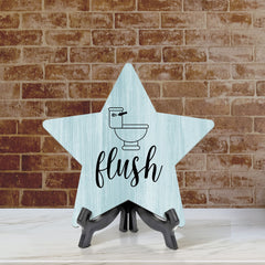 Sign ByLITA Flush, Wood Color, Star Bathroom Table Sign (6"x5")