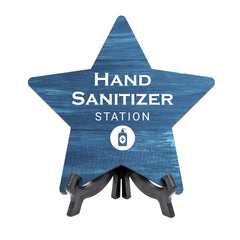 Sign ByLITA Hand Sanitizer Station, Wood Color, Star Table Sign (6"x5")