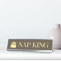 Nap King Pillow, Silver Frame Desk Sign (2x8)