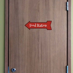 Arrow Shape Plus Food Station 12x4" Wall or Door Sign | Christmas Holiday Decoration