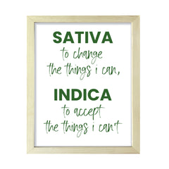 Sativa to Change the things I can, Indica to Accept the things I can't, Watercolor Framed Novelty Wall Art