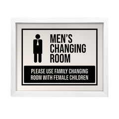 Designs ByLITA Men's Changing Room Please Use Family Changing Room With Female Children, Wall Print Art | Retail Store Decoration (Unframed or Framed)