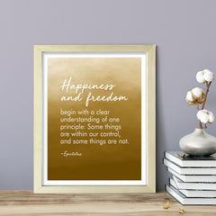 Happiness and freedom begin with a clear understanding of one principle: Some things are within our control, and some things are not - Epictetus, Framed Print