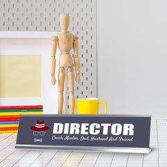 Signs ByLITA Director, Coach, Mentor, Dad, Husband and Friend Silver Frame, Desk Sign (2x8")