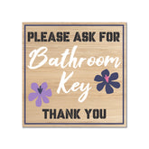 Square Plus Please Ask For Bathroom Key Thank You Wall or Door Sign | Public Spaces Signage