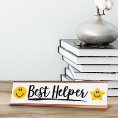 Signs ByLITA Best Helper, Gold Frame Desk Sign (2x8)