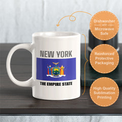 Designs ByLITA New York: The Empire State 11oz Plastic or Ceramic Coffee Mug| States Flag Collection Mug