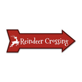 Arrow Shape Plus Reindeer Crossing 12x4" Wall or Door Sign | Christmas Holiday Decoration