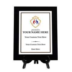 Wrestling Customizable Black Frame Wooden Award Plaque | Easel Mount Option | Achievement and Recognition Personalizable Plaques