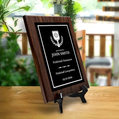 Pickleball Competition Custom Award Plaque |Easel Mount Option | Achievement and Recognition Personalizable Plaques