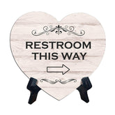 Signs ByLITA Heart Restroom This Way, Wood Color, Table Sign (6"x5")