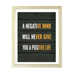 Designs ByLITA A Negative Mind Will Never Give You A Positive Life, Wall Print Art | Motivational Home Decor