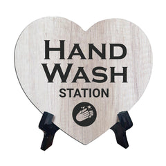 Signs ByLITA Heart Hand Wash Station, Wood Color, Table Sign (6"x5")