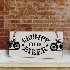Grumpy Old Biker 5" x 10" Hanging Wall or Door Sign | Home Decor