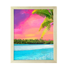 Tropical Palm Beach Dusk Framed Wall Print Easy Installation | Beautiful Sunsets | Stylish Modern Decoration For The Home and Office
