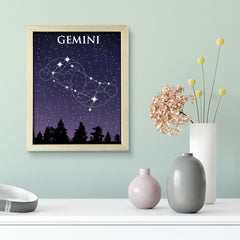 Designs ByLITA Gemini Zodiac Sign Night Sky, Wall Print Art | Home and Office Decor | Astrology Star Sign Bedroom Decoration | Perfect Gift