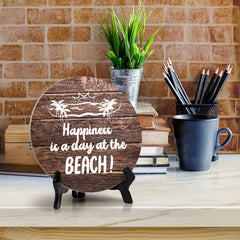 Signs ByLITA Circle Happiness Is A Day At The Beach Summer Table Sign (5x5)