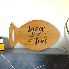 Designs ByLITA Savor The Seas 14 x 8.5" Fish Shape Cutting Board | Kitchen Chopping Board