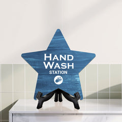 Sign ByLITA Hand Wash Station, Wood Color, Star Table Sign (6"x5")