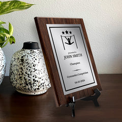 Gymnastics Customizable Wooden Award Plaque | Easel Mount Option | Achievement and Recognition Personalizable Plaques