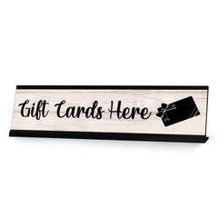 Signs ByLITA Gift Cards Here Graphic Black Frame, Desk Sign (2x8")