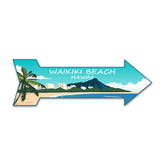 Arrow Shape Plus Waikiki Beach, Hawaii 12x4" Wall or Door Sign | Stylish Famous US Beach Souvenirs