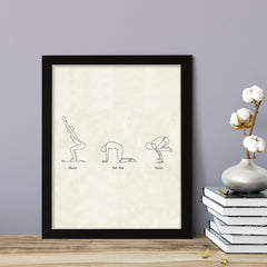 Chair, Cat Cow, Crane Yoga Pose, FRAMED Print Yoga Wall Art