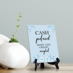 Cash Preferred Debit And Credit Accepted Table Sign With Acrylic Easel Stand (6 x 8")