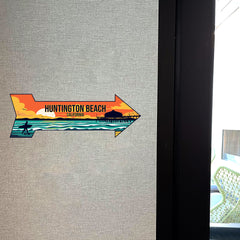 Arrow Shape Plus Huntington Beach, California 12x4" Wall or Door Sign | Stylish Famous US Beach Souvenirs