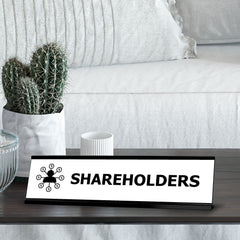 Shareholders, Black Frame Desk Sign (2 x 8")