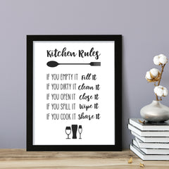 Kitchen Rules, Framed Wall Art, Home Décor Prints