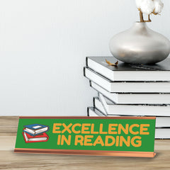 Signs ByLITA Excellence In Reading Award, Gold Frame, Desk Sign (2x8")