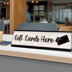 Signs ByLITA Gift Cards Here Graphic Black Frame, Desk Sign (2x8")
