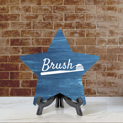 Sign ByLITA Brush, Wood Color, Star Bathroom Table Sign (6"x5")
