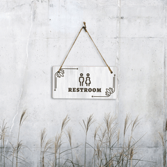Restroom 5x10 Hanging Plus Wall or Door Sign | Religious Rustic Wood Sign