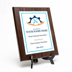 Engineering and Mechanics Theme Customizable Award Plaque |Easel Mount Option | Recognition of Achievement and Service Personalizable Plaques