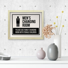 Designs ByLITA Men's Changing Room Please Use Family Changing Room With Female Children, Wall Print Art | Retail Store Decoration (Unframed or Framed)