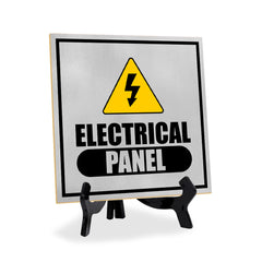 Electrical Panel 5"x 5" Square Table Sign With Acrylic Easel | Home & Office Decor