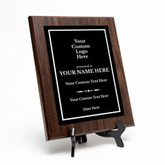 Custom Logo Wooden Award Plaque | Easel Mount Option | Upload Your Logo | Recognition of Achievement and Service Personalizable Plaques