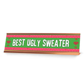 Signs ByLITA Best Ugly Sweater Purple Silver Frame, Novelty Desk Sign (2x8?)